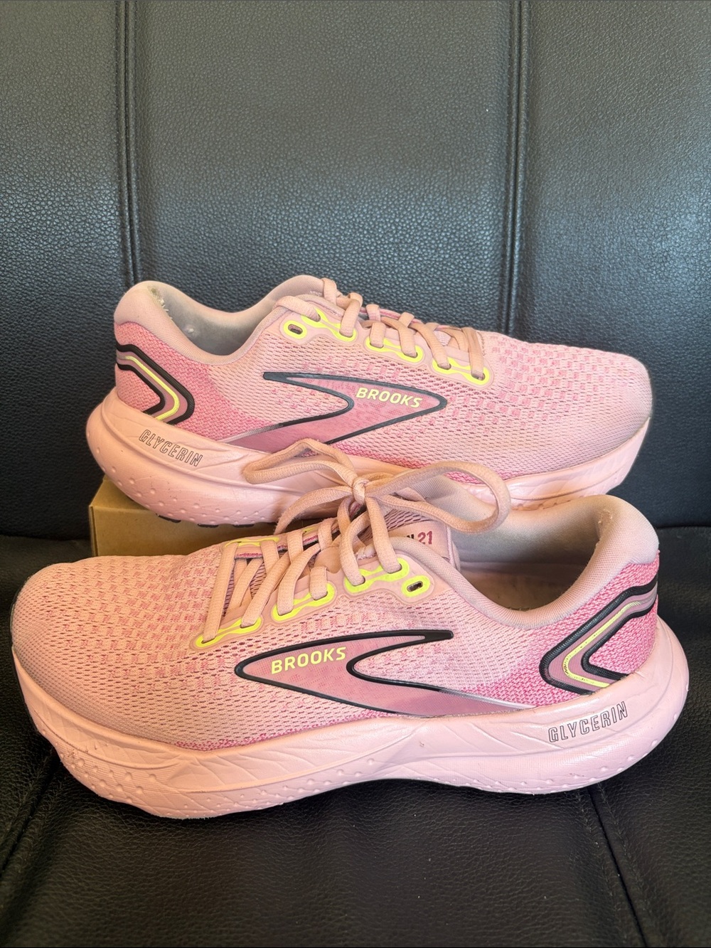 Women's Brooks Glycerin GTS 21, Zephyr/Violet/Green, Women’s 8M